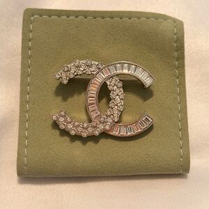 CHANEL Silver and Crystal Brooch